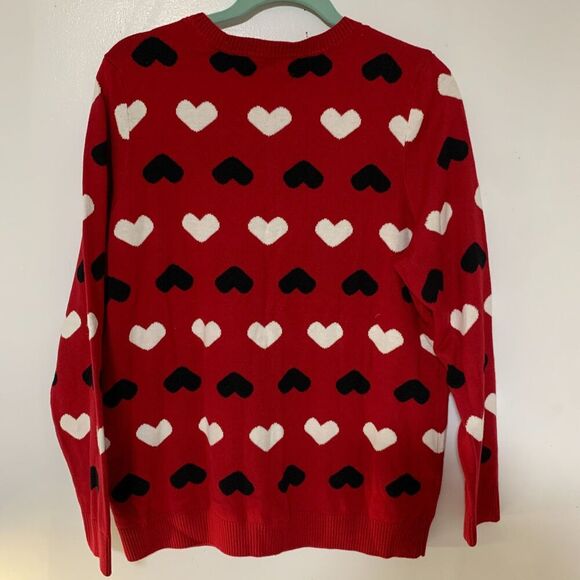 Charter Club Sweater Womens XL Red Heart Pattern Festive Crew Classic Playful - Picture 2 of 10